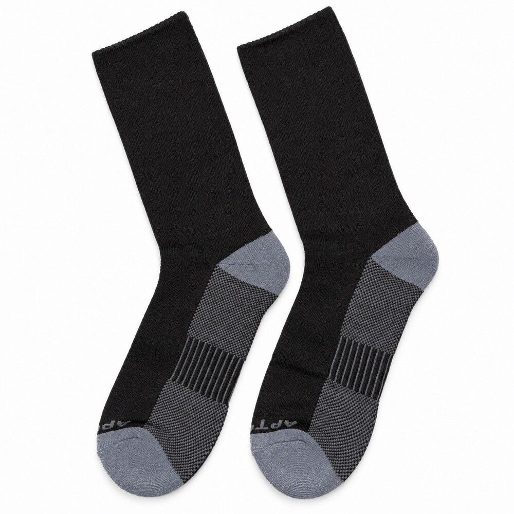 APTYID Men’s Work Boot Socks 6 Pair Black Gray Moisture Control Size Large